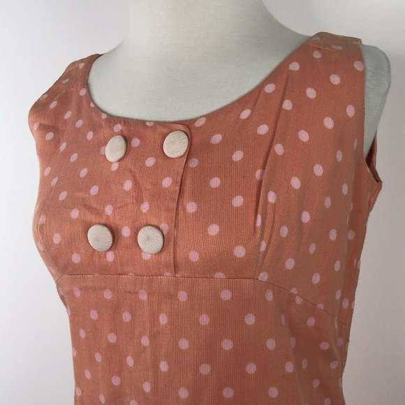 Unbranded Dresses & Skirts - Unbranded Vtg 70s Peach Pink Polka Dot Dress  |  W